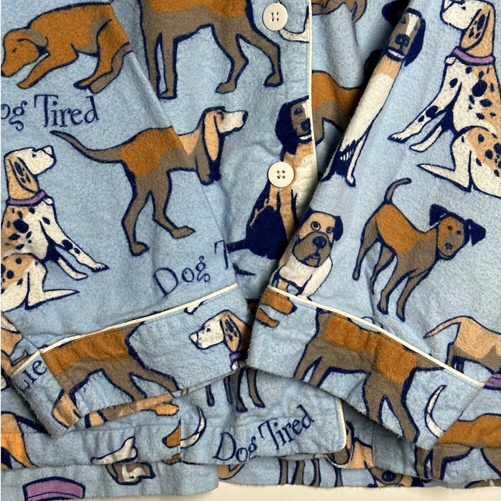 Pajamagram Pajamas 2-Piece Set Dog Tired Print Sz L Flannel Button-Front Sz L - Picture 6 of 15